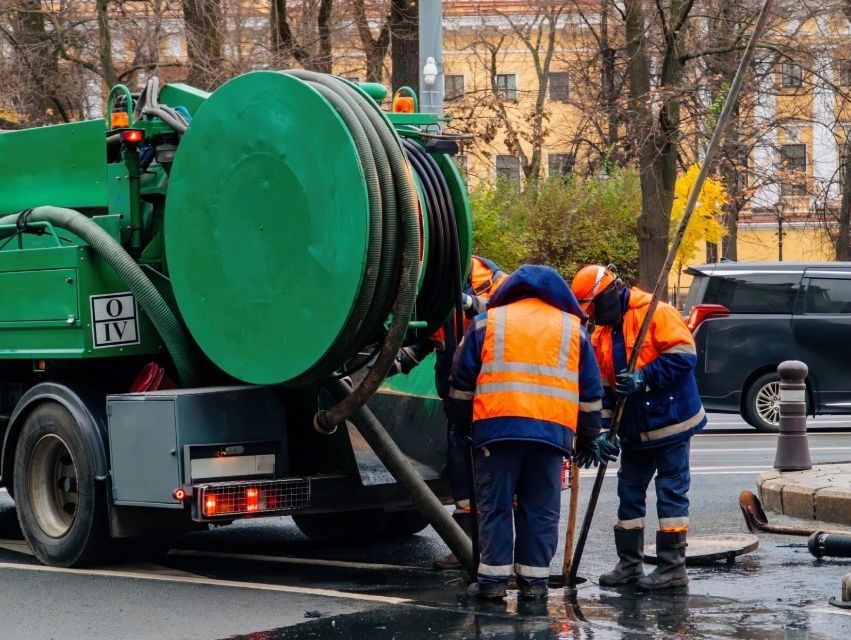 Arbetare utför dränering