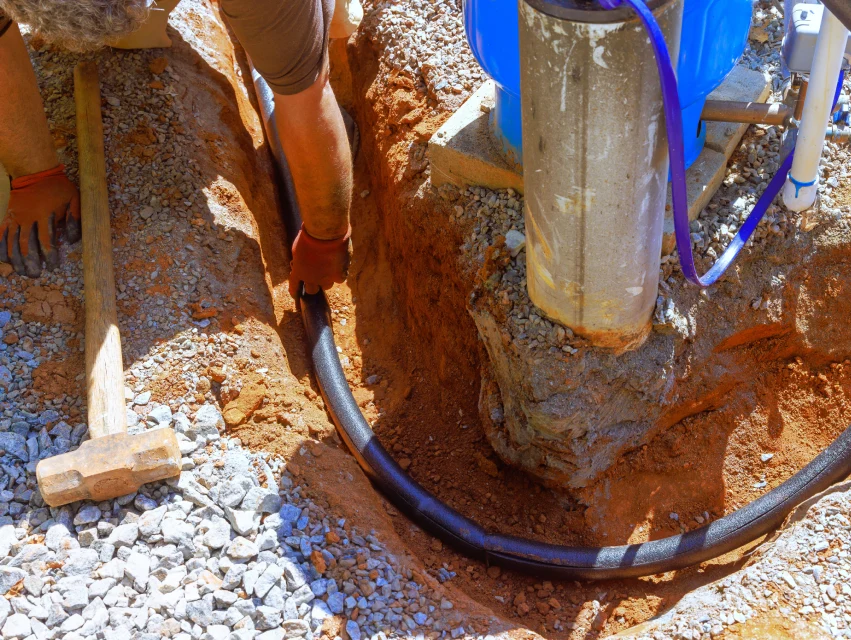 Installationsarbete för fiberkabel i mark